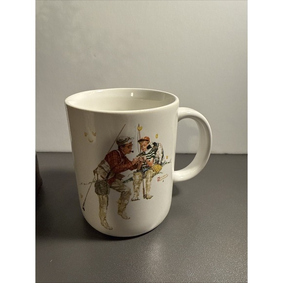 Norman Rockwell Other - Norman Rockwell Coffee tea Mug Trout Dinner Fly Fishing Nostalgia 9Oz Americana
